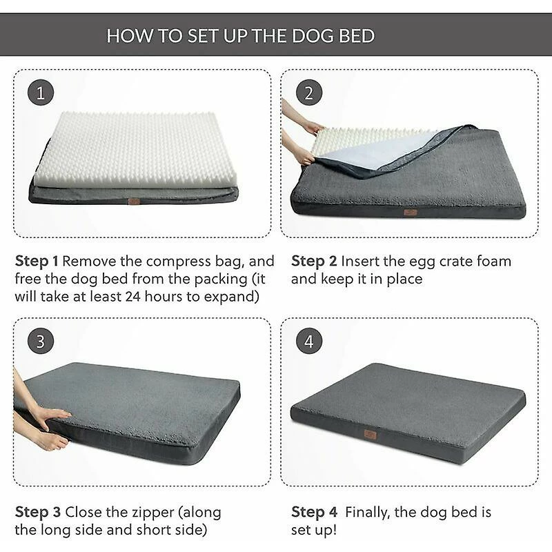 Unbranded Removable Orthopedic Dog Bed - Large Dog Mat, Foam Dog Bed With Plush Cover, Washable Dog Mattress, Grey, 76x50x7.6 Cm,11 5 Unbranded Removable Orthopedic Dog Bed - Large Dog Mat, Foam Dog Bed With Plush Cover, Washable Dog Mattress, Grey, 76x50x7.6 Cm,11 – Image 5