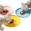 Shlyl Ceramic Cat Food Bowl Ceramic Pet Bowl Shallow Mouth Cat Plate Cat Food Bowl Cat Dog Pet Kitten Water Plate Pet Plate 3 Pieces Green Yellow Pink