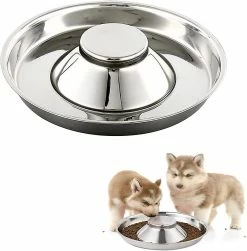 Shlyl Puppy Bowl Bol En Acier Inoxydable Dog Bowl Puppy Feeding Bowl Bol D’alimentation Lente Pour Plusieurs Animaux De Compagnie Boire Et Nourriture Simultanés Pet Bowl 1pc Argent