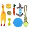 Favrison 8pcs Dog Plush Squeaky Toys Molar Teeth Cleaning Bite Resistant Interactive Pet Chewing Toy For Indoor And Outdoor