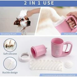 Unbranded Dog Paw Cleaner Cup Muddy Paw Cleaner Pour Petits Chiens Chats Semi-automatique Portable Foot Washer Pet Paw Cleaner S Rose -Pet Soin 716317267 max