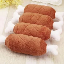 Unbranded Pet Puppy Cat Dog Chew Squeaker Squeaky Peluche Sound Chicken Leg Bone Toys,jaune,11