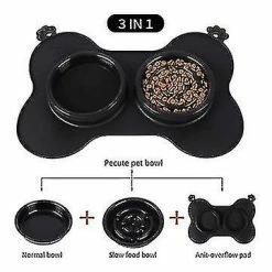 Unbranded Double Dog Food Bowl With No-spill Non Skid Silicone Mat Eco-friendly Non-toxic 7 Unbranded Double Dog Food Bowl With No-spill Non Skid Silicone Mat Eco-friendly Non-toxic -Pet Soin 716994898 max