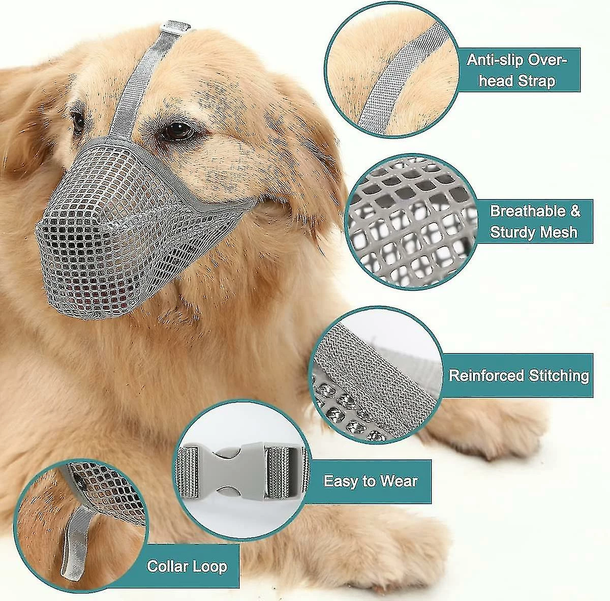 Unbranded Dog Muzzle, Dog Muzzle Mesh Mask With Adjustable Straps, Prevent Biting Chewing And Licking Breathable Fz51-3 3 Unbranded Dog Muzzle, Dog Muzzle Mesh Mask With Adjustable Straps, Prevent Biting Chewing And Licking Breathable Fz51-3 – Image 3