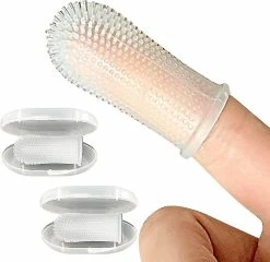 Luluzhu 360 Dog Fingerbrush Brosse à Dents Kit (2-pack) Conception Ergonomique, Poils Surround Complets Compatibles Avec Un Nettoyage Facile Des Dents, Soins Dentaires Compatibles
