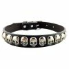 Unbranded Pet Dog Pu Collier En Cuir Sangle Cool Cool Skull Inlay Réglable Soft Dog Collier Collier