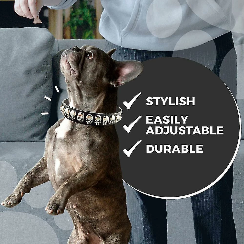 Unbranded Pet Dog Pu Collier En Cuir Sangle Cool Cool Skull Inlay Réglable Soft Dog Collier Collier 4 Unbranded Pet Dog Pu Collier En Cuir Sangle Cool Cool Skull Inlay Réglable Soft Dog Collier Collier – Image 4