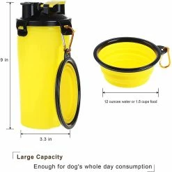 Unbranded Dog Bowls Pet Food Container 2-en-1 Avec Bols Pliables Pour Chiens, Jaune -Pet Soin 742021959 max