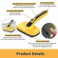 Unbranded Shxx Dog Or Cat Brush Pour L’excrétion Et Le Toilettage - Brosse Autonettoyante Premium - Pour Animaux Blancs à Poils Longs Ou à Poil Court (jaune Et Noir) G922-34 S -Pet Soin 745320627 max