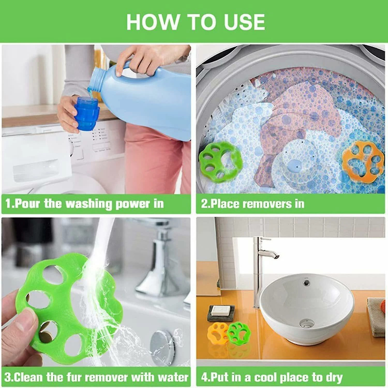 Luluzhu 4pcs Pet Hair Remover Machine à Laver Hair Remover Réutilisable Cat Dog Fur Lint Hair Remover 2 Luluzhu 4pcs Pet Hair Remover Machine à Laver Hair Remover Réutilisable Cat Dog Fur Lint Hair Remover – Image 2