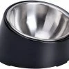Unbranded Dog Cat Bowl, Sloped Bowl Anti-slip Modern Elegant Melamine Support Avec Bol Amovible En Acier Inoxydable Massif, Noir