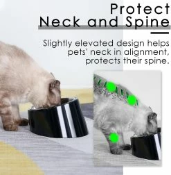 Unbranded Dog Cat Bowl, Sloped Bowl Anti-slip Modern Elegant Melamine Support Avec Bol Amovible En Acier Inoxydable Massif, Noir -Pet Soin 761663316 max