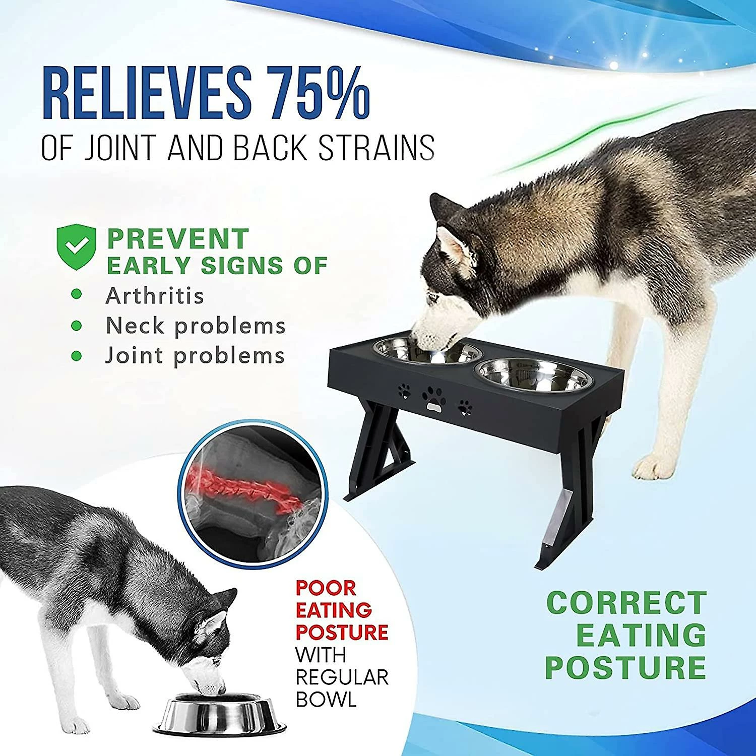 Unbranded Wisedog Elevated Dog Bowls For Large Dogs Elevated Dog Bowl - S'ajuste à 3 Hauteurs, 2,8 « , 7,5 », Et 11,6 '' Stand (noir) 4 Unbranded Wisedog Elevated Dog Bowls For Large Dogs Elevated Dog Bowl - S'ajuste à 3 Hauteurs, 2,8 « , 7,5 », Et 11,6 '' Stand (noir) – Image 4