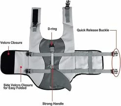 Unbranded Gilet De Sauvetage Pour Animaux De Compagnie Dog Lifesaver Lifesaver Safety Reflective Vest Gilet De Sauvetage De Chien De Taille Réglable Pour La Natation Surf Chasse Nautique (xl, Gris) -Pet Soin 761667756 max