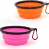 Unbranded Pieces Portable Dog Bowl Plipsible Dog Bowl, Travel Dog Bowls And Cat Bowls (350ml, Orange Et Rose)