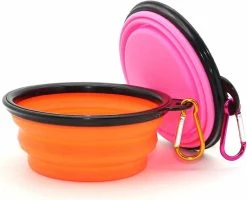 Unbranded Pieces Portable Dog Bowl Plipsible Dog Bowl, Travel Dog Bowls And Cat Bowls (350ml, Orange Et Rose) -Pet Soin 761694855 max