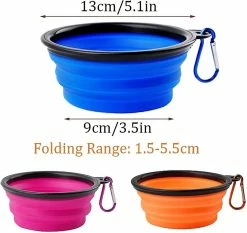 LetsGO Pieces Travel Dog Bowl, Folding Dog Bowl, Dog And Cat Travel Bowls, Avec Mousqueton De Voyage Pour La Nourriture Pour Animaux De Compagnie Et L’alimentation En Eau (bleu + Orange + Violet) -Pet Soin 763853068 max