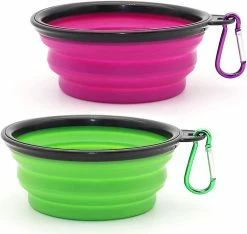 LetsGO 2 Pièces Portable Dog Bowl Plipsible Dog Bowl, Travel Dog Bowls Et Cat Bowls (350ml, Violet Et Vert)