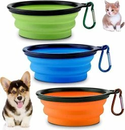 LetsGO Bol Pour Chien Avec Mousqueton 3 Pièces Bol De Voyage En Silicone Portable Pliable Bol Pour Chien Pliable Dog Bowl étanche Bol Pour Chien Pour Promenades Itinérantes Camping Chenil
