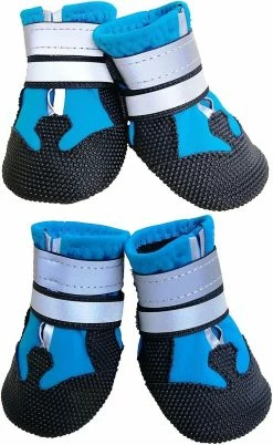 LetsGO Bottes Pour Chiens, 4 Pièces Protective Dog Boot Dog Shoes Breathable Anti-slip Liner (l, Lake Blue)