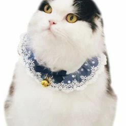 Unbranded Sysy Dog Saliva Towel With Bell Cute Cat Bib Scarf Cat Lace Bib M