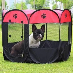 Unbranded Foldable Pet Tent 8 Sections Mesh Puppy Playpen For Dog Cat Rabbit (red, 73 X 73 X 43cm) -Pet Soin 780423572 max