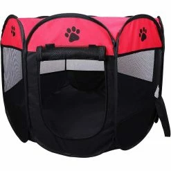 Unbranded Foldable Pet Tent 8 Sections Mesh Puppy Playpen For Dog Cat Rabbit (red, 73 X 73 X 43cm) -Pet Soin 780423650 max