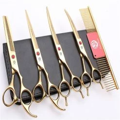 Unbranded Dog Grooming Professional 7.0 Inch Gold 5 Piece Set Curved/straight/segmented/fine Cut Grooming Scissors Blue 5 Unbranded Dog Grooming Professional 7.0 Inch Gold 5 Piece Set Curved/straight/segmented/fine Cut Grooming Scissors Blue -Pet Soin 780429205 max