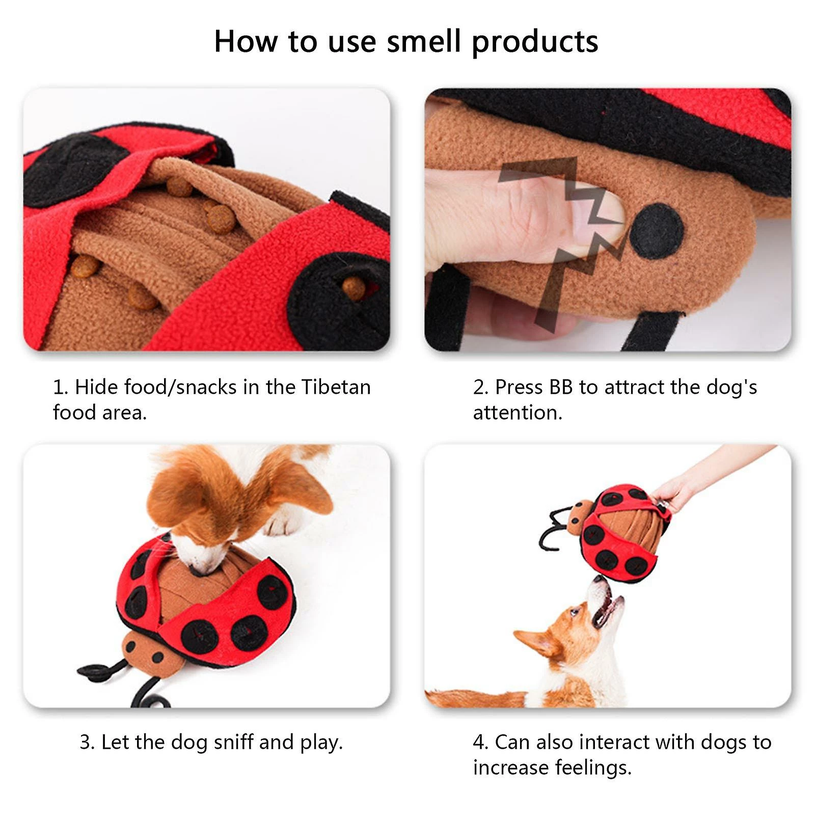Unbranded Dog Snuffle Peluche Toy Dispensing Ladybug Pour Chiens Interactive Stuffed Chew Toy 5 Unbranded Dog Snuffle Peluche Toy Dispensing Ladybug Pour Chiens Interactive Stuffed Chew Toy – Image 5