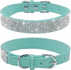 Unbranded Strass Dog Collar, Mignon Dazzling Sparkling Soft Suede Leather Dog Cat Strass Collar Crystal Diamond Pet Dog Puppy Collar (xs, Noir)