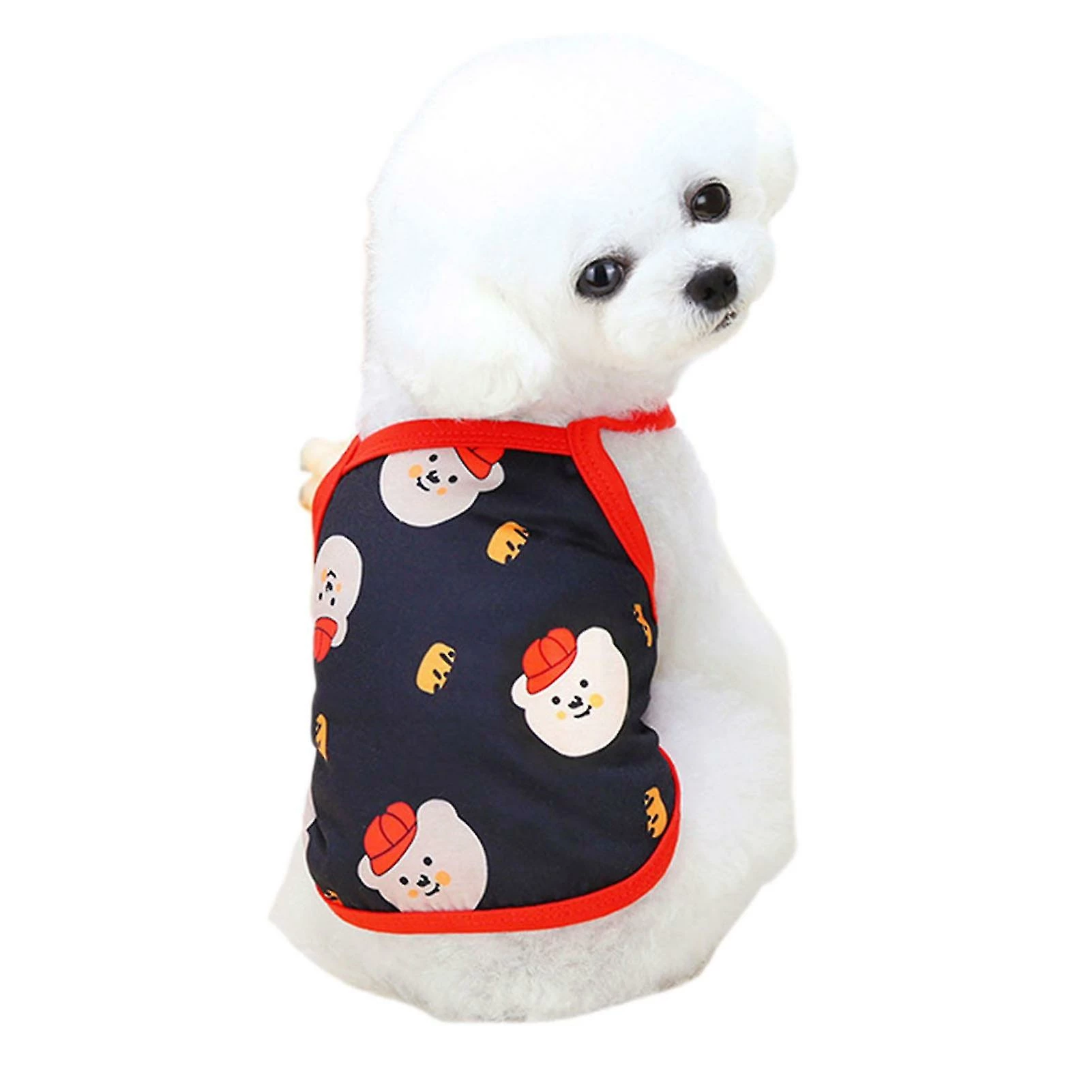 Redmiter Pet Vest Cartoon Printing Skin-friendly Round Neck Dog Sling Vest Pour L’été 1 Redmiter Pet Vest Cartoon Printing Skin-friendly Round Neck Dog Sling Vest Pour L’été