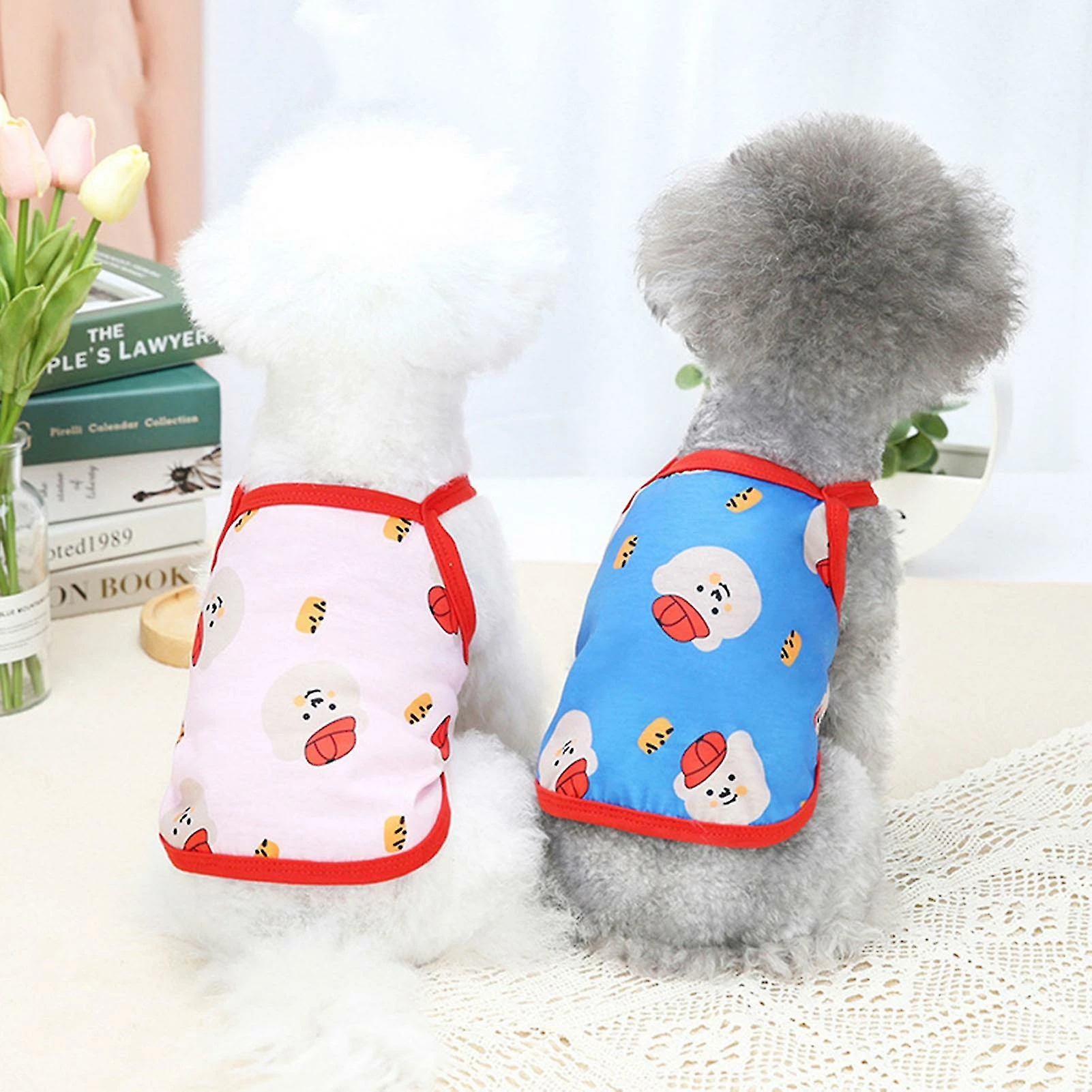 Redmiter Pet Vest Cartoon Printing Skin-friendly Round Neck Dog Sling Vest Pour L’été 2 Redmiter Pet Vest Cartoon Printing Skin-friendly Round Neck Dog Sling Vest Pour L’été – Image 2