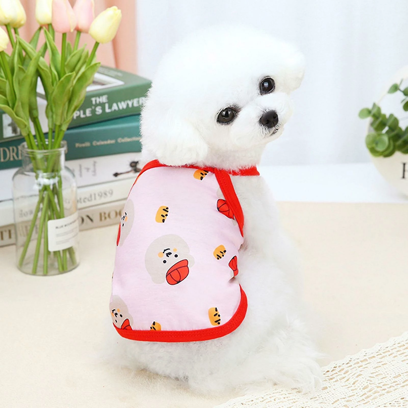 Redmiter Pet Vest Cartoon Printing Skin-friendly Round Neck Dog Sling Vest Pour L’été 5 Redmiter Pet Vest Cartoon Printing Skin-friendly Round Neck Dog Sling Vest Pour L’été – Image 5