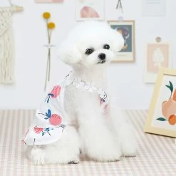 Redmiter Dog Camisole Robe Bayberry Impression Deux Pattes Coton ébouriffé Ourlet Jupe Sans Manches Pour L’été -Pet Soin 799503140 max