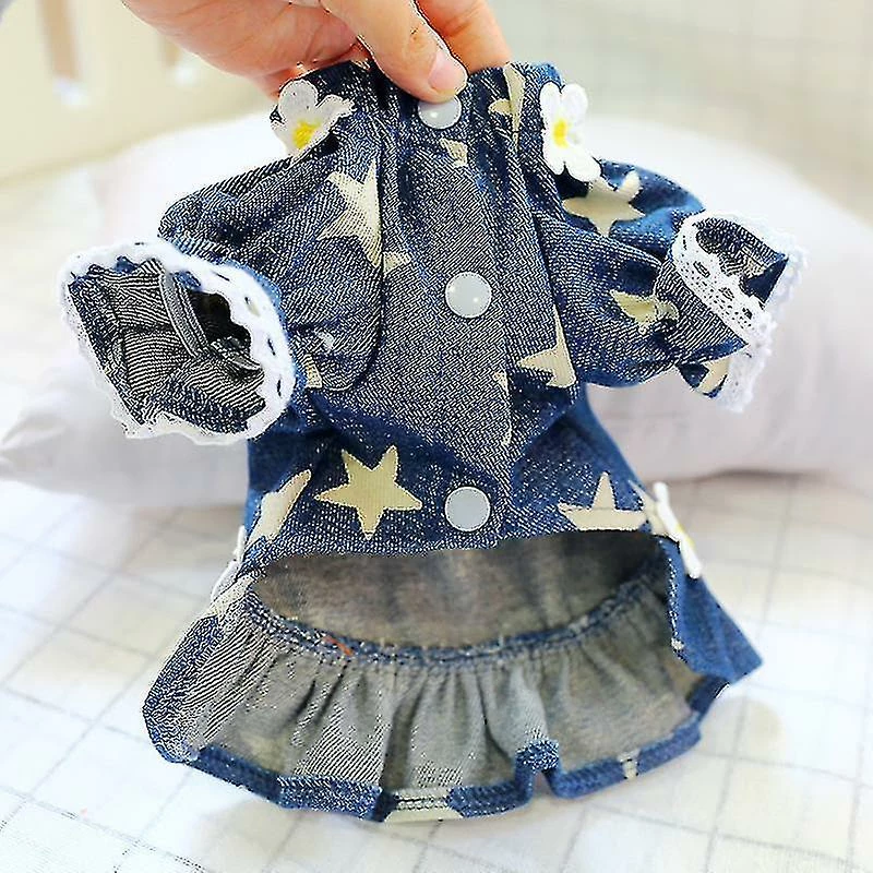 Redmiter New Luxury Pet Clothes Girl Dog Dresses With Flower Spring/summer Star Cowboy Skirt Dog Clothing(xs) 3 Redmiter New Luxury Pet Clothes Girl Dog Dresses With Flower Spring/summer Star Cowboy Skirt Dog Clothing(xs) – Image 3