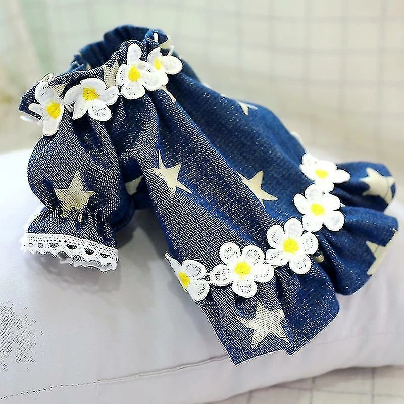 Redmiter New Luxury Pet Clothes Girl Dog Dresses With Flower Spring/summer Star Cowboy Skirt Dog Clothing(xs) 5 Redmiter New Luxury Pet Clothes Girl Dog Dresses With Flower Spring/summer Star Cowboy Skirt Dog Clothing(xs) – Image 5