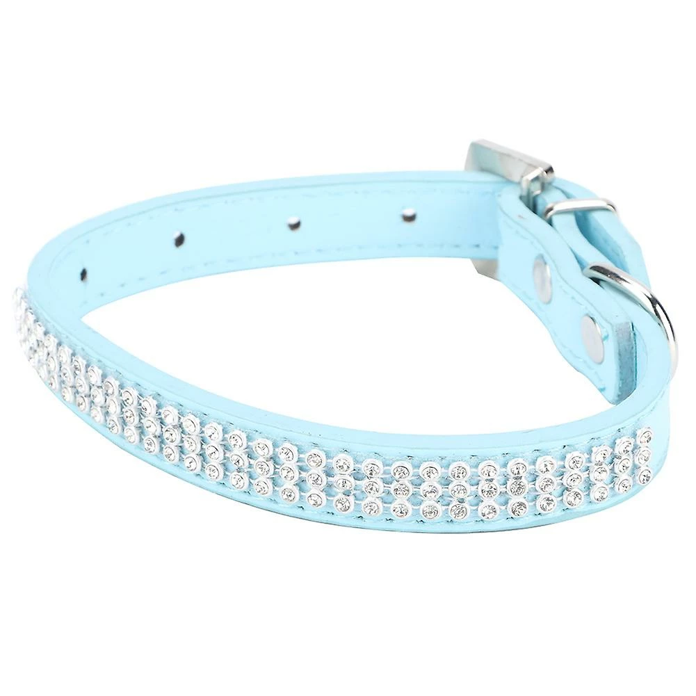 Gegong 2pcs Artificial Leather Pet Adjustable Collar With Rhinestone Decor For Small Dog Cat Blue 2 Gegong 2pcs Artificial Leather Pet Adjustable Collar With Rhinestone Decor For Small Dog Cat Blue – Image 2
