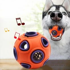 Unbranded Dog Balls Dog Ball Bell Dog Toy Indestructible Squeaky Dog Toy Durable Chew Ball With Glitter Dog Bell