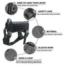 Unbranded Harnais Tactique Pour Chien 1000d Nylon Poignée Dressage Réglable Imperméable à L’eau Extérieur Pet Dog Harness Sangle De Poitrine -Pet Soin 804964284 max