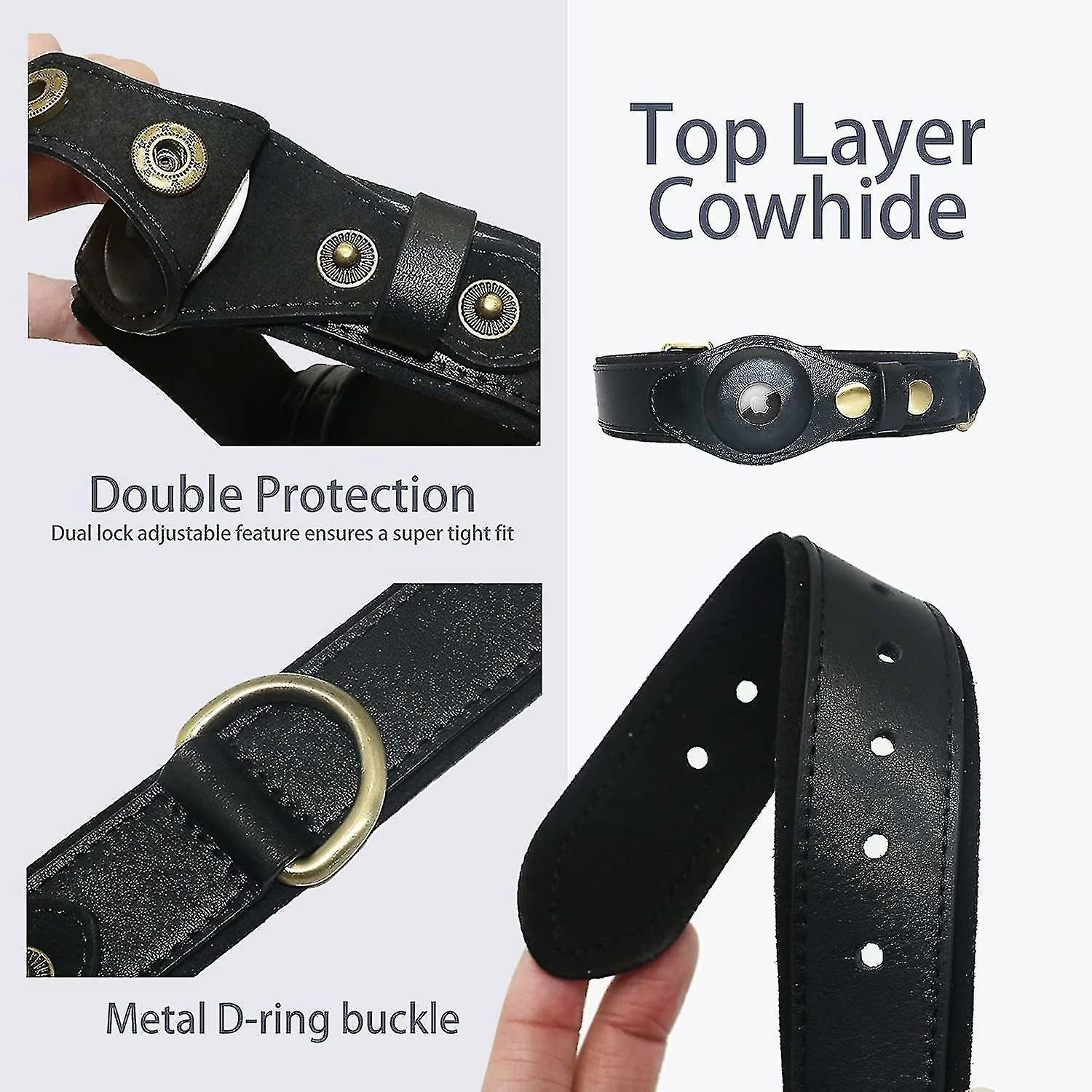 Unbranded Dog Collar Compatible With Air Tag,adjustable Natural Cowhide Leather Dog Collar 2 Unbranded Dog Collar Compatible With Air Tag,adjustable Natural Cowhide Leather Dog Collar – Image 2