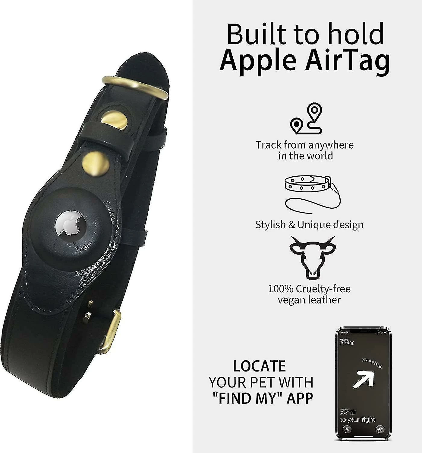 Unbranded Dog Collar Compatible With Air Tag,adjustable Natural Cowhide Leather Dog Collar 4 Unbranded Dog Collar Compatible With Air Tag,adjustable Natural Cowhide Leather Dog Collar – Image 4