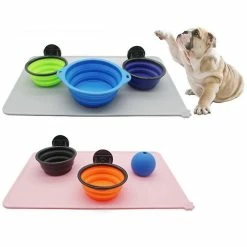 Alisili Silicone Waterproof Pet Mat For Dog Cat Pet Food Pad Pet Bowl Drinking Mat Dogs Feeding Placemat Portable Outdoor Feeding -Pet Soin 811141550 max