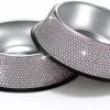 Unbranded Shiny Rhinest Moins D’acier Pet Bowl Dog Cat Dog Erless Steel Pet Bowl, Single Bowl Rhinest Moins D’acier