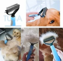 Unbranded Peat Grooming Hair Removal Comb Double-face Tooth Blade Dog Undercoat Comb Pet Rake Comb Dog Cat Remove Loose Underpoat -Pet Soin 812537699 max