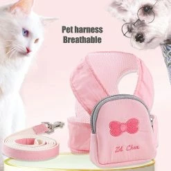 Unbranded Farfi Pet Chest Strap Sac à Dos Réglable Détachable Respirant Haute Élasticité Anti-perdu Pas Break Loose Dog Cat Harnais Leash Set Pour Extérieur -Pet Soin 814248658 max