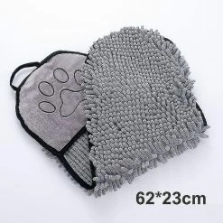 Unbranded Pet Dog Cat Absorbant Serviettes Pet Glove-style Bath Towel 1 Pièce, Gris)