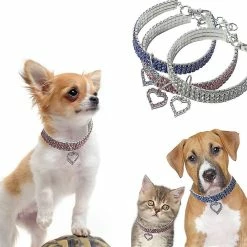 Unbranded Mini Pet Dog Bling Rhinestone Chocker Collars Fancy Dog Collier En Forme De Cœur (1pcs Rose) -Pet Soin 846684641 max