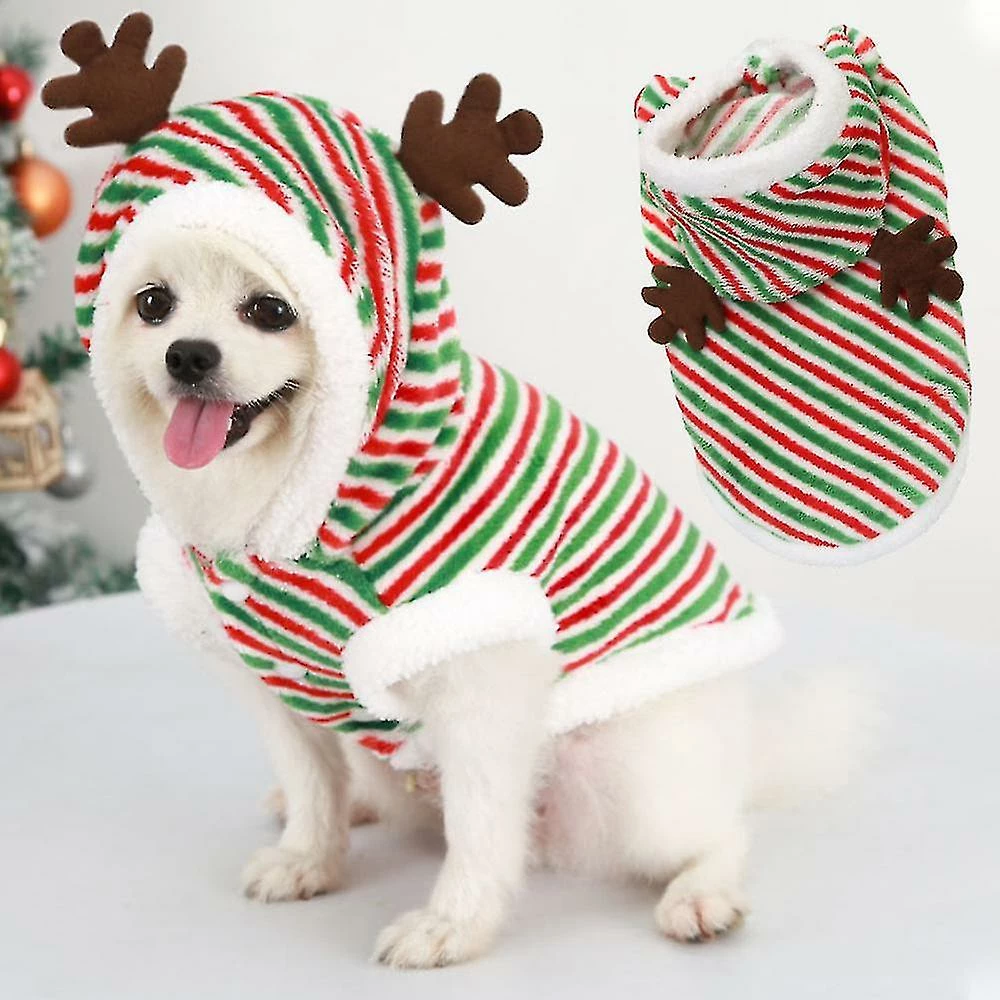 Unbranded Pet Cat Small Dog Santa Elk Costume Vêtements De Noël Hoodie (rayures Rouges Et Vertes1pcs) 1 Unbranded Pet Cat Small Dog Santa Elk Costume Vêtements De Noël Hoodie (rayures Rouges Et Vertes1pcs)
