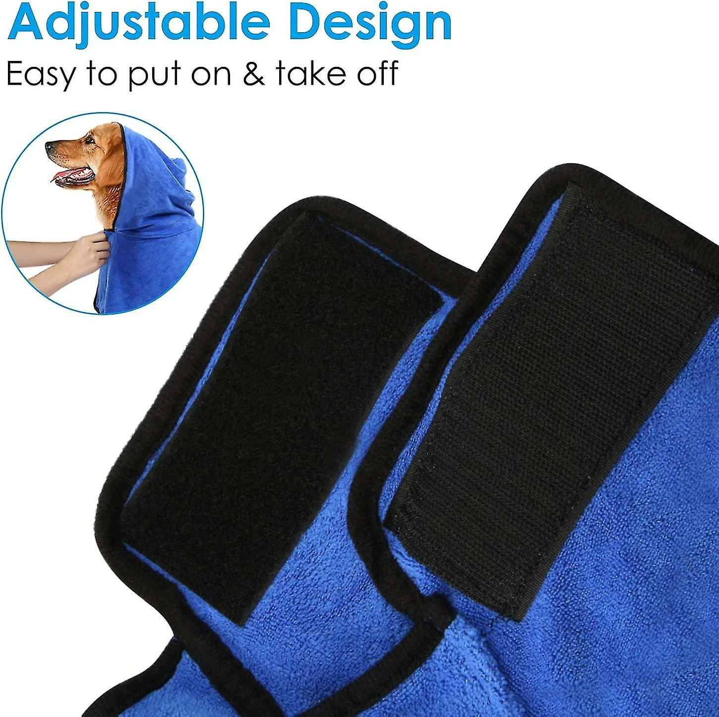 Unbranded Serviette De Peignoir Pour Chien Avec Capuche à Sangle Réglable, Microfibre à Séchage Rapide Super Absorbant Pet Dog Cat Robe De Bain Serviette Pour Le Séchage Des Manteaux (1 Pièce, Moyenne, Blu 4 Unbranded Serviette De Peignoir Pour Chien Avec Capuche à Sangle Réglable, Microfibre à Séchage Rapide Super Absorbant Pet Dog Cat Robe De Bain Serviette Pour Le Séchage Des Manteaux (1 Pièce, Moyenne, Blu – Image 4